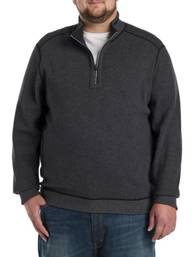 Tommy Bahama Big & Tall Flip Coast Reversible 1/2-zip Pullover In Black