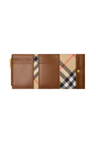 Burberry Check-engraved Leather Wallet