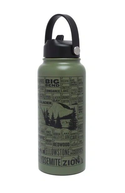 Parks Project National Parks Of The Usa Checklist Insulated Water Bottle In Green