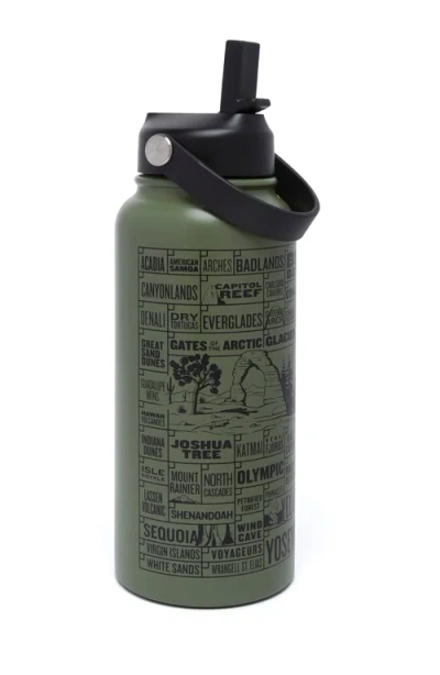 Parks Project National Parks Of The Usa Checklist Insulated Water Bottle In Green