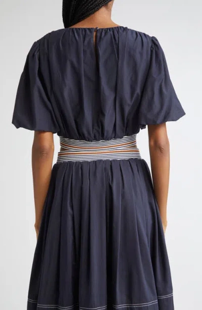 Veronica Beard Gabriela Cropped Striped Cotton And Silk-blend Blouse In Blue