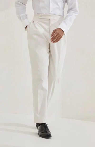 Brunello Cucinelli Tuxedo Trousers In White