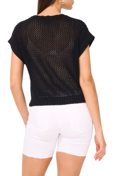 Vince Camuto Open Stitch Short Sleeve Cotton Sweater