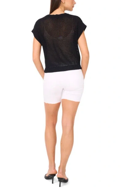 Vince Camuto Open Stitch Short Sleeve Cotton Sweater