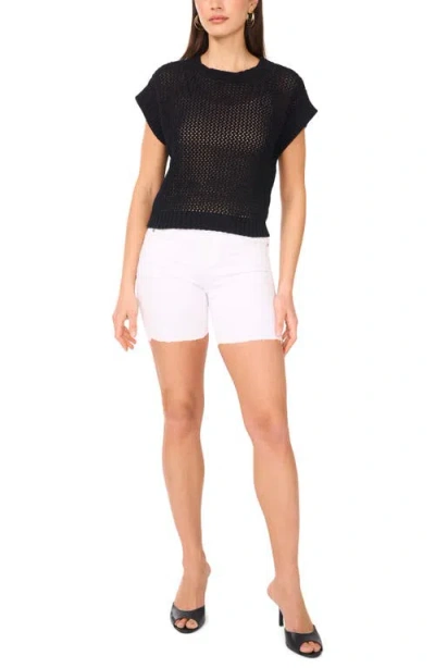 Vince Camuto Open Stitch Short Sleeve Cotton Sweater
