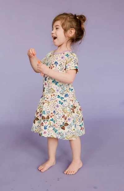Mightly Organic Cotton Short Sleeve Drop Waist Tier Dress In Multi
