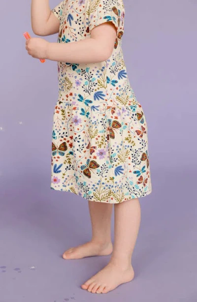 Mightly Organic Cotton Short Sleeve Drop Waist Tier Dress In Multi