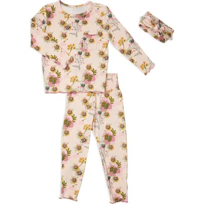 Everly Grey Charlie Fitted Long Sleeve 3-piece Pajamas In Pink