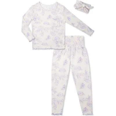 Everly Grey Charlie Fitted Long Sleeve 3-piece Pajamas In Purple