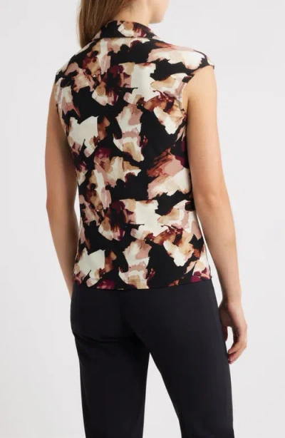 Anne Klein Abstract Print Triple Pleat Sleeveless Top