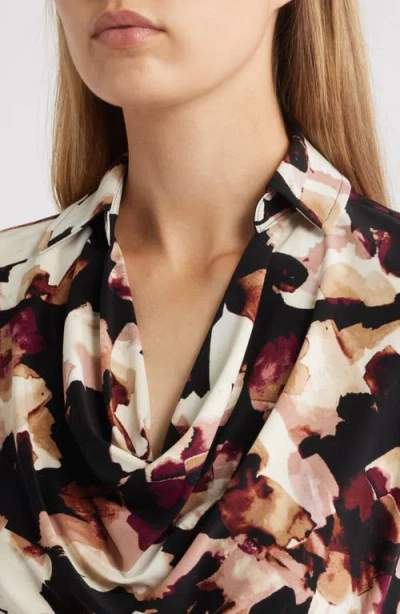Anne Klein Abstract Print Triple Pleat Sleeveless Top