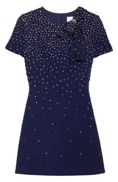 Carolina Herrera Crystal Embellished Stretch Crepe Minidress In Blue