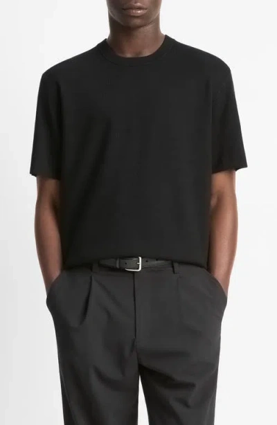 Vince Milano Short Sleeve Crewneck Sweater In Black
