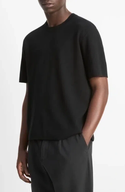 Vince Milano Short Sleeve Crewneck Sweater In Black