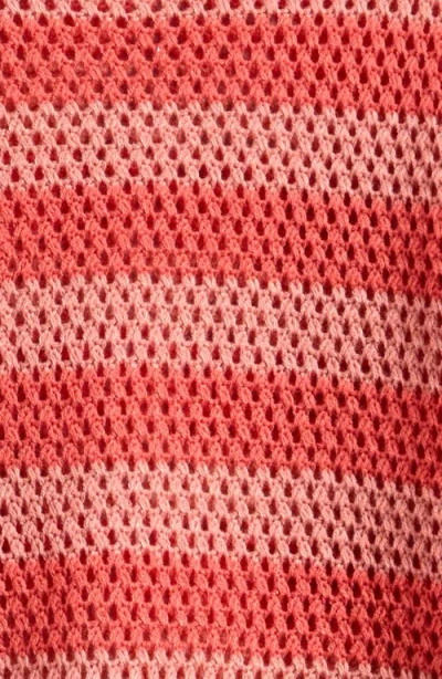 Freshman Kids' Stripe Open Stitch Sweater In Red