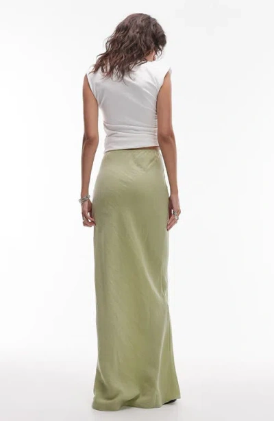 Topshop Super Soft Cupro Bias Cut Maxi Skirt In Green