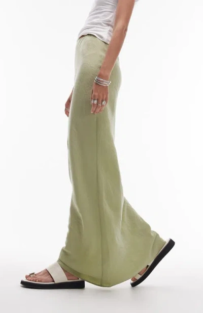 Topshop Super Soft Cupro Bias Cut Maxi Skirt In Green