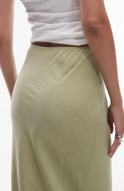 Topshop Super Soft Cupro Bias Cut Maxi Skirt In Green