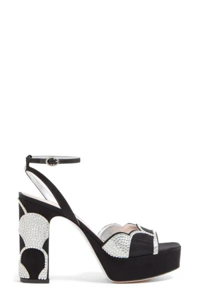 Valentino Bowow Strass Scallop Platform Sandals In Black