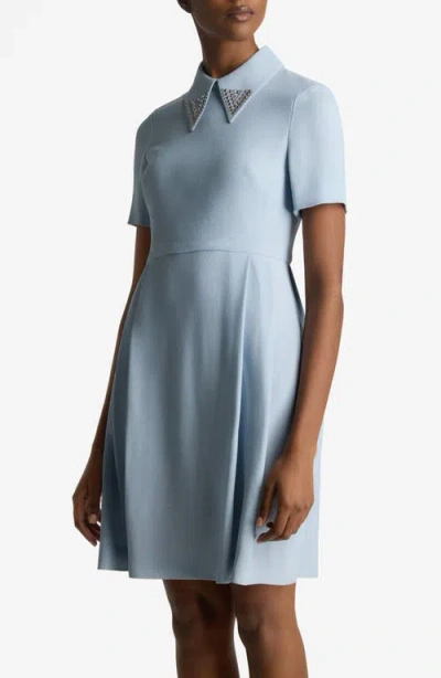 St John St. John Collection Embellished Point Collar A-line Dress