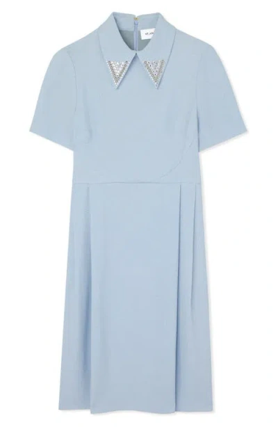 St John St. John Collection Embellished Point Collar A-line Dress