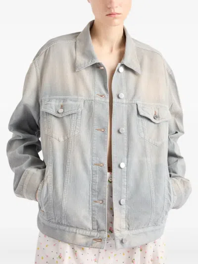 Prada Corduroy Blouson Jacket In Gray