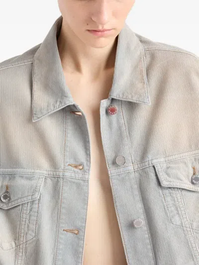 Prada Corduroy Blouson Jacket In Gray