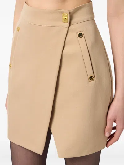 Elisabetta Franchi Wrap-front Utility Skirt In Neutral