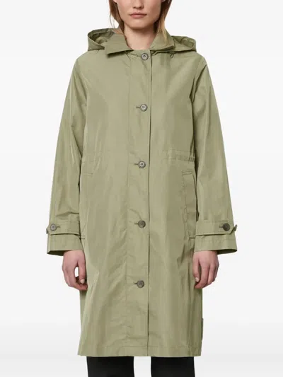 Marc O'polo Hooded Button-up Raincoat In Green