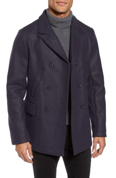 Billy Reid Bond Wool Blend Peacoat In Blue