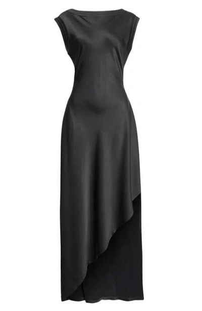 Jason Wu Collection Asymmetric Crepe Back Satin Gown In Black