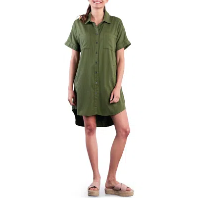 Wash Lab Denim Clean Denim Shirtdress In Green