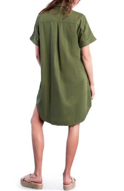 Wash Lab Denim Clean Denim Shirtdress In Green