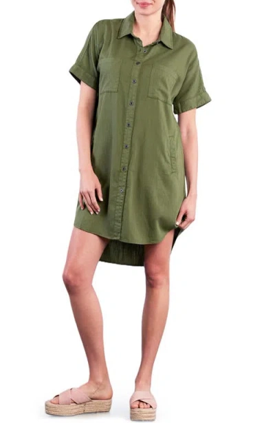 Wash Lab Denim Clean Denim Shirtdress In Green