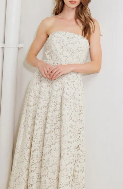 Freemarket Strapless Belted Cotton Blend Lace Cocktail Dress