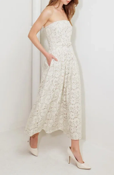 Freemarket Strapless Belted Cotton Blend Lace Cocktail Dress