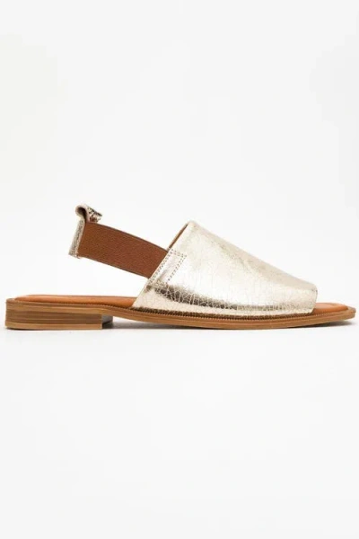 Forever & Always Shoes Fuela Leather Elastic Flat Sandals In Silver
