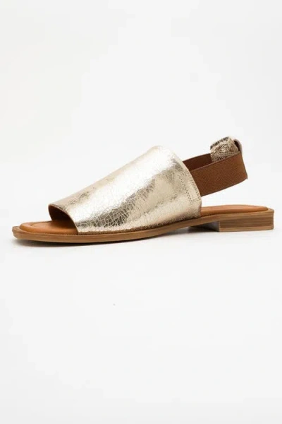 Forever & Always Shoes Fuela Leather Elastic Flat Sandals In Silver