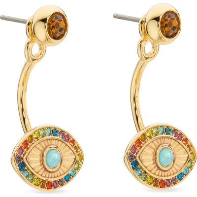 Kurt Geiger Signature Rainbow Evil Eye Barbell Front To Back Earrings