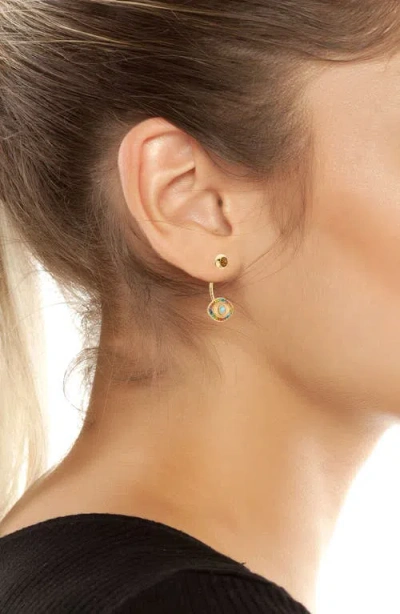 Kurt Geiger Signature Rainbow Evil Eye Barbell Front To Back Earrings