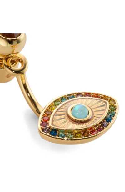 Kurt Geiger Signature Rainbow Evil Eye Barbell Front To Back Earrings