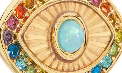 Kurt Geiger Signature Rainbow Evil Eye Barbell Front To Back Earrings