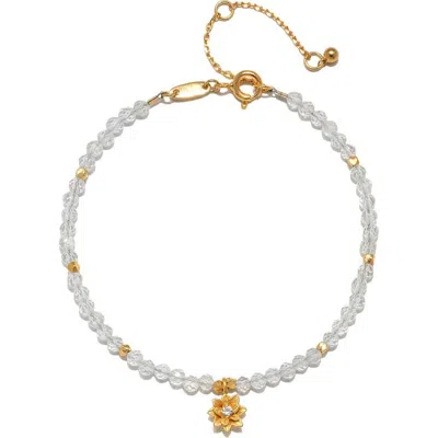 Satya Jewelry White Topaz Lotus April Birthstone Bracelet
