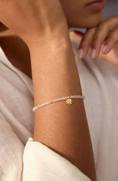 Satya Jewelry White Topaz Lotus April Birthstone Bracelet