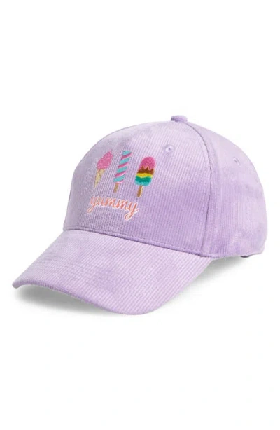 Mimish Kids' Corduroy Adjustable Baseball Cap In Purple