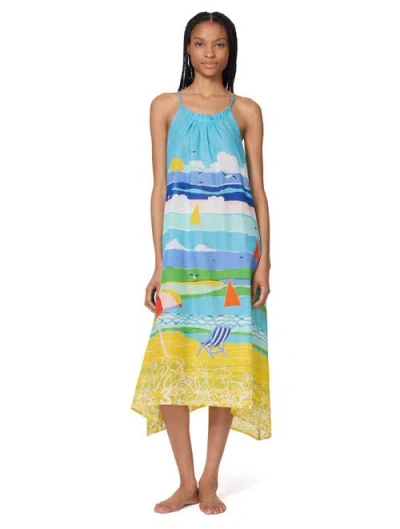 Kate Spade New York Shirred Ruffle Low Back Maxi Cover Up Dress