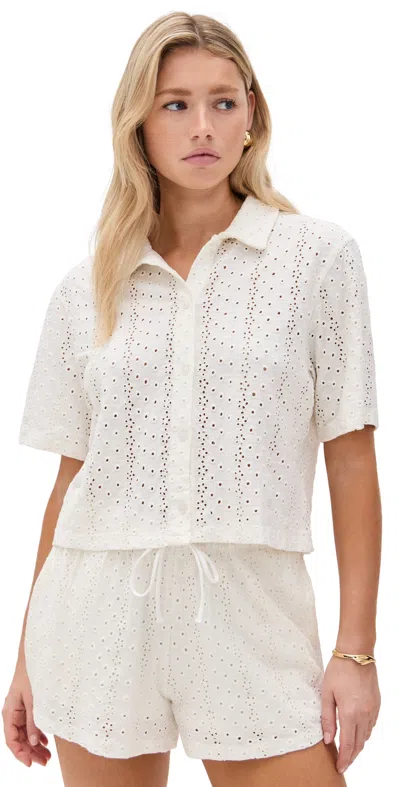 Z Supply Madrid Eyelet Top White In White
