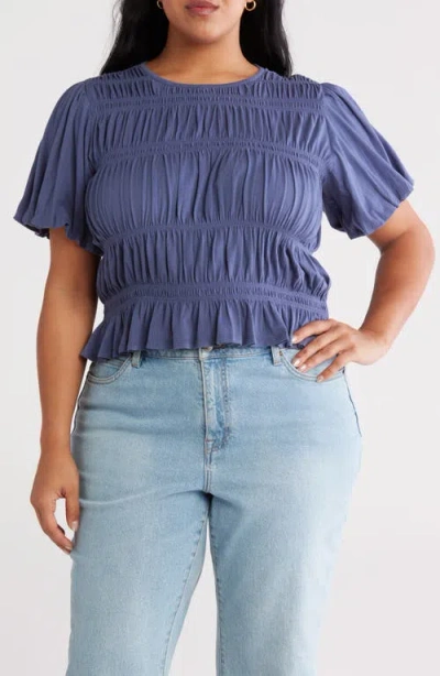 Treasure & Bond Smocked Puff Sleeve Top