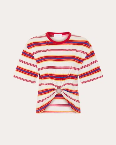 Rabanne Embellished Striped Cotton-blend Jersey T-shirt