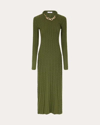 Rabanne Women's Wool Cashmere Cable Knit Chain Midi Dress